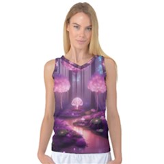 Trees Forest Landscape Nature Neon Women s Basketball Tank Top