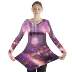 Trees Forest Landscape Nature Neon Long Sleeve Tunic 