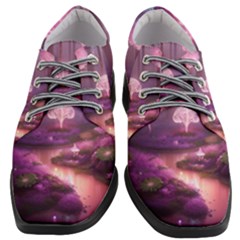 Trees Forest Landscape Nature Neon Women Heeled Oxford Shoes