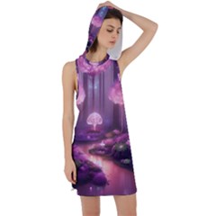 Trees Forest Landscape Nature Neon Racer Back Hoodie Dress