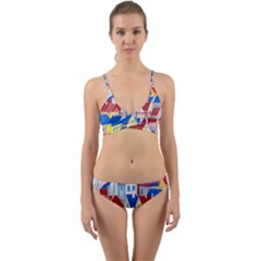 City Houses Cute Drawing Landscape Village Wrap Around Bikini Set by Bangk1t