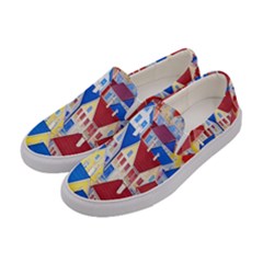 City Houses Cute Drawing Landscape Village Women s Canvas Slip Ons