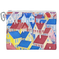 City Houses Cute Drawing Landscape Village Canvas Cosmetic Bag (xxl)