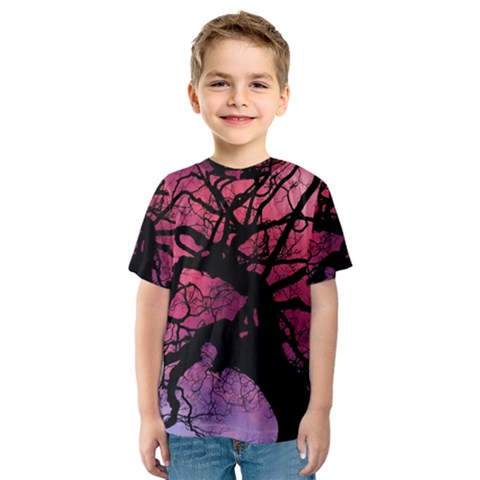 Trees Silhouette Sky Clouds Sunset Kids  Sport Mesh Tee by Bangk1t