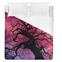 Trees Silhouette Sky Clouds Sunset Duvet Cover (queen Size)