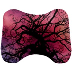 Trees Silhouette Sky Clouds Sunset Head Support Cushion