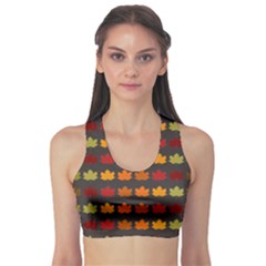 Autumn Fall Leaves Season Background Glitter Art Fitness Sports Bra