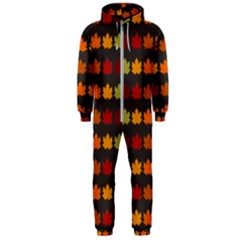 Autumn Fall Leaves Season Background Glitter Art Hooded Jumpsuit (men)