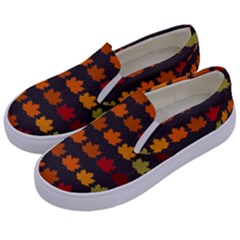 Autumn Fall Leaves Season Background Glitter Art Kids  Canvas Slip Ons by Bangk1t