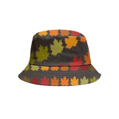 Autumn Fall Leaves Season Background Glitter Art Inside Out Bucket Hat (kids) by Bangk1t