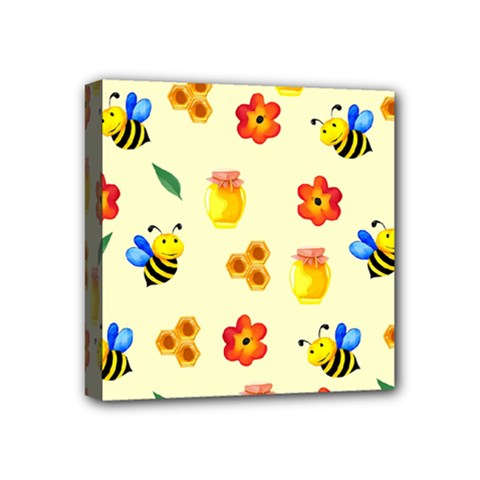 Seamless Background Honey Bee Wallpaper Texture Mini Canvas 4  X 4  (stretched)