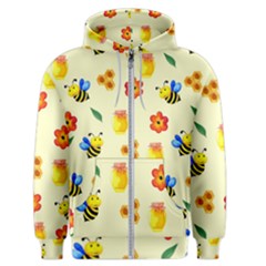 Seamless Background Honey Bee Wallpaper Texture Men s Zipper Hoodie