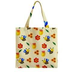 Seamless Background Honey Bee Wallpaper Texture Zipper Grocery Tote Bag
