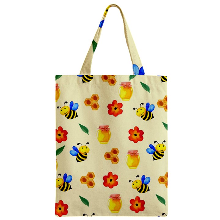 Seamless Background Honey Bee Wallpaper Texture Zipper Classic Tote Bag