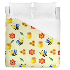 Seamless Background Honey Bee Wallpaper Texture Duvet Cover (queen Size) by Bangk1t