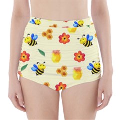 Seamless Background Honey Bee Wallpaper Texture High-waisted Bikini Bottoms