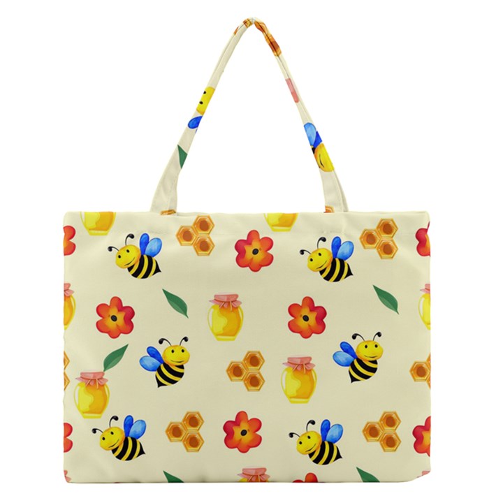 Seamless Background Honey Bee Wallpaper Texture Zipper Medium Tote Bag