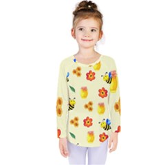 Seamless Background Honey Bee Wallpaper Texture Kids  Long Sleeve Tee