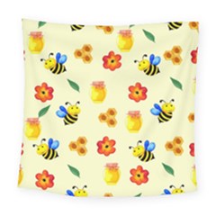 Seamless Background Honey Bee Wallpaper Texture Square Tapestry (large)