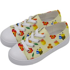 Seamless Background Honey Bee Wallpaper Texture Kids  Low Top Canvas Sneakers by Bangk1t