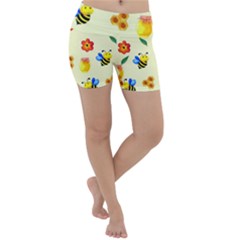 Seamless Background Honey Bee Wallpaper Texture Lightweight Velour Yoga Shorts