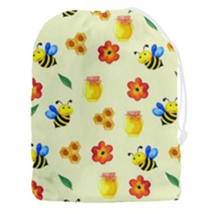 Seamless Background Honey Bee Wallpaper Texture Drawstring Pouch (3xl) by Bangk1t