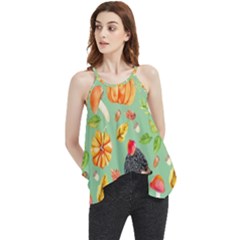 Autumn Seamless Background Leaves Wallpaper Texture Flowy Camisole Tank Top