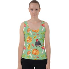 Autumn Seamless Background Leaves Wallpaper Texture Velvet Tank Top