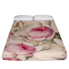 Roses Plants Vintage Retro Flowers Pattern Fitted Sheet (king Size)