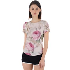 Roses Plants Vintage Retro Flowers Pattern Back Cut Out Sport Tee by Bangk1t