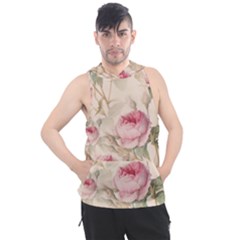 Roses Plants Vintage Retro Flowers Pattern Men s Sleeveless Hoodie