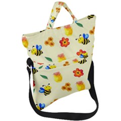 Seamless Background Honey Bee Fold Over Handle Tote Bag by Amaryn4rt