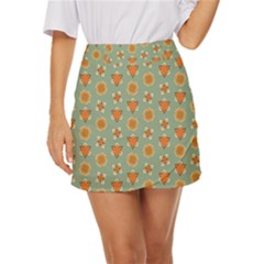 Floral Pattern Mini Front Wrap Skirt