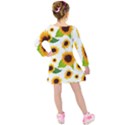 Sunflower Flower Seamless Kids  Long Sleeve Velvet Dress View2