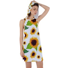 Sunflower Flower Seamless Racer Back Hoodie Dress by Amaryn4rt