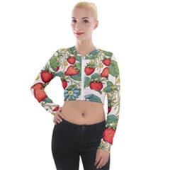 Strawberry Fruit Long Sleeve Cropped Velvet Jacket by Amaryn4rt