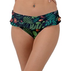 Pattern Forest Leaf Fruits Flowers Motif Frill Bikini Bottoms by Amaryn4rt