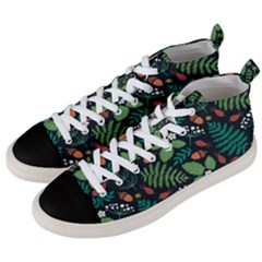 Pattern Forest Leaf Fruits Flowers Motif Men s Mid-top Canvas Sneakers