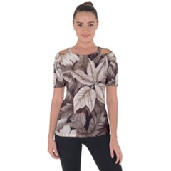 Plant Leaves Pattern Shoulder Cut Out Short Sleeve Top by Amaryn4rt