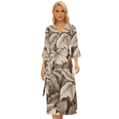 Plant Leaves Pattern Midsummer Wrap Dress