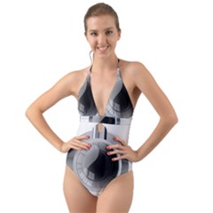 Washing Machines Home Electronic Halter Cut-out One Piece Swimsuit