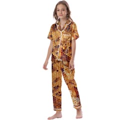 Bees Nature Animals Honeycomb Kids  Satin Short Sleeve Pajamas Set