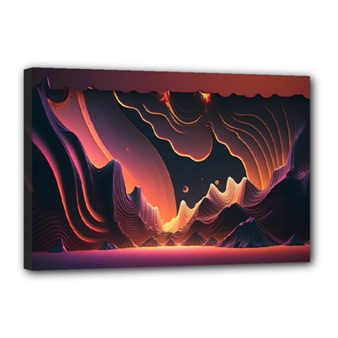 Fire Flame Burn Hot Heat Light Burning Orange Canvas 18  X 12  (stretched)