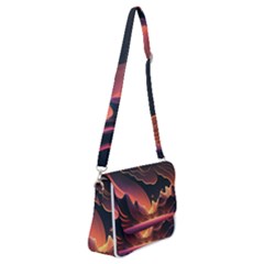 Fire Flame Burn Hot Heat Light Burning Orange Shoulder Bag With Back Zipper by pakminggu