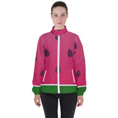 Watermelon Fruit Summer Red Fresh Food Healthy Women s High Neck Windbreaker by pakminggu