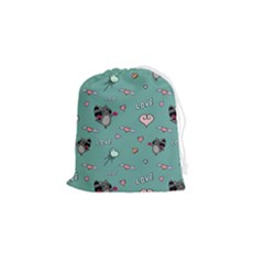 Raccoon Texture Seamless Scrapbooking Hearts Drawstring Pouch (small) by pakminggu