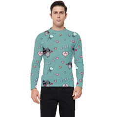 Raccoon Texture Seamless Scrapbooking Hearts Men s Long Sleeve Rash Guard by pakminggu