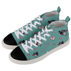 Raccoon Texture Seamless Scrapbooking Hearts Men s Mid-top Canvas Sneakers by pakminggu