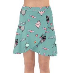 Raccoon Texture Seamless Scrapbooking Hearts Wrap Front Skirt by pakminggu