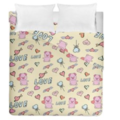 Pig Animal Love Romance Seamless Texture Pattern Duvet Cover Double Side (queen Size) by pakminggu